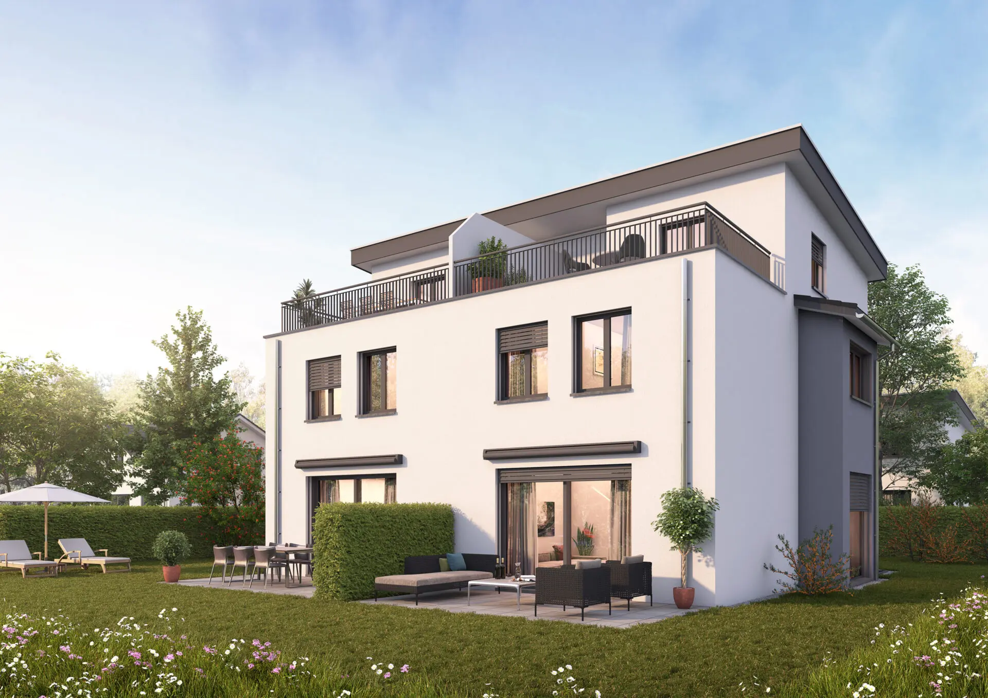 Visualisierung von Sonnenfeld Attika Haus